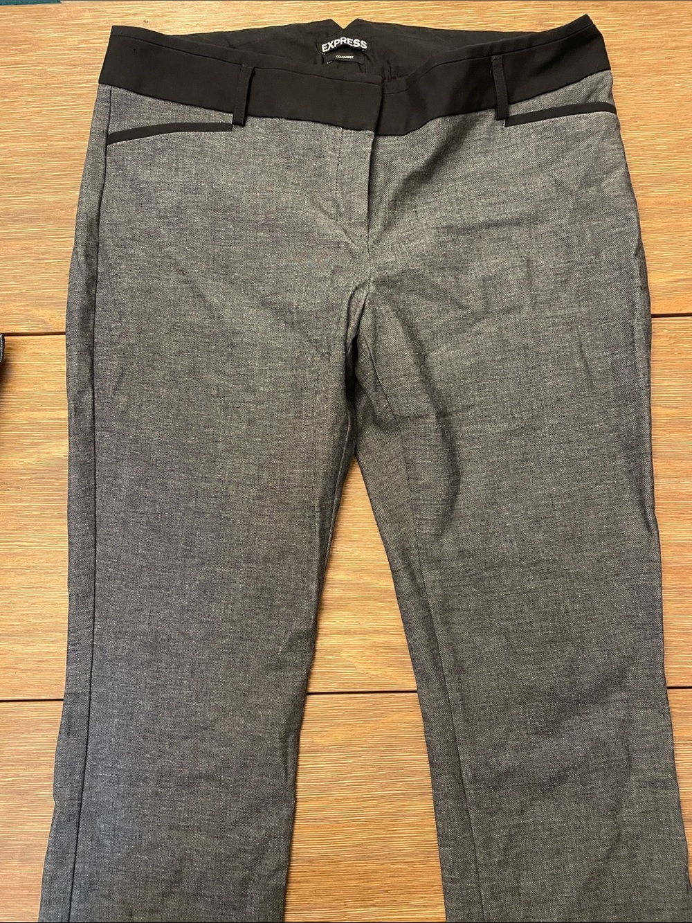 Express Columnist Gray Pants with Black Waistband